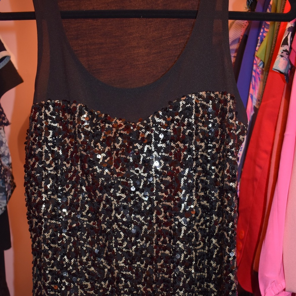 The Limited Black and Gold Sequin Tank